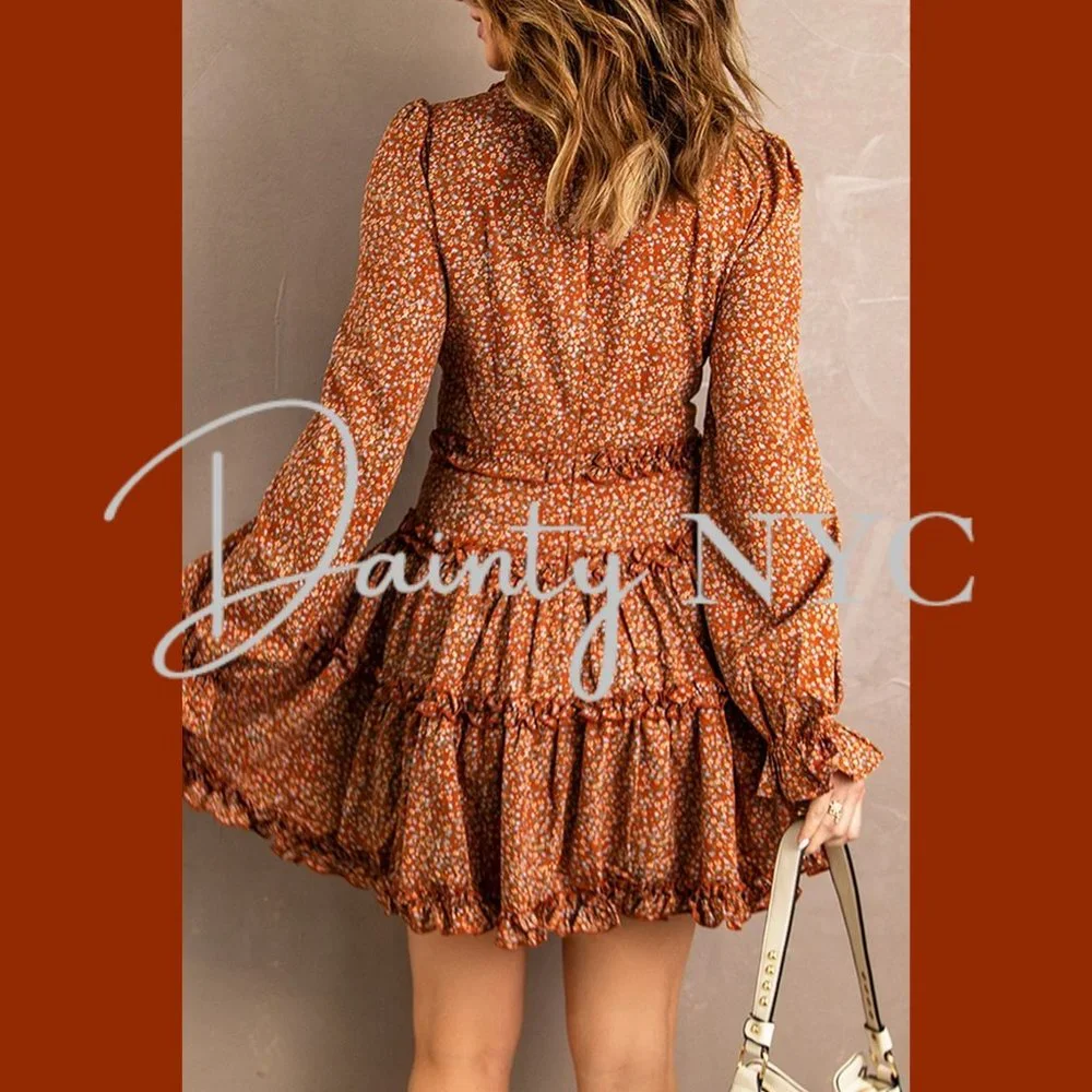 Bubble Sleeve Floral Ruffle Dress Mini - Picture 5 of 11